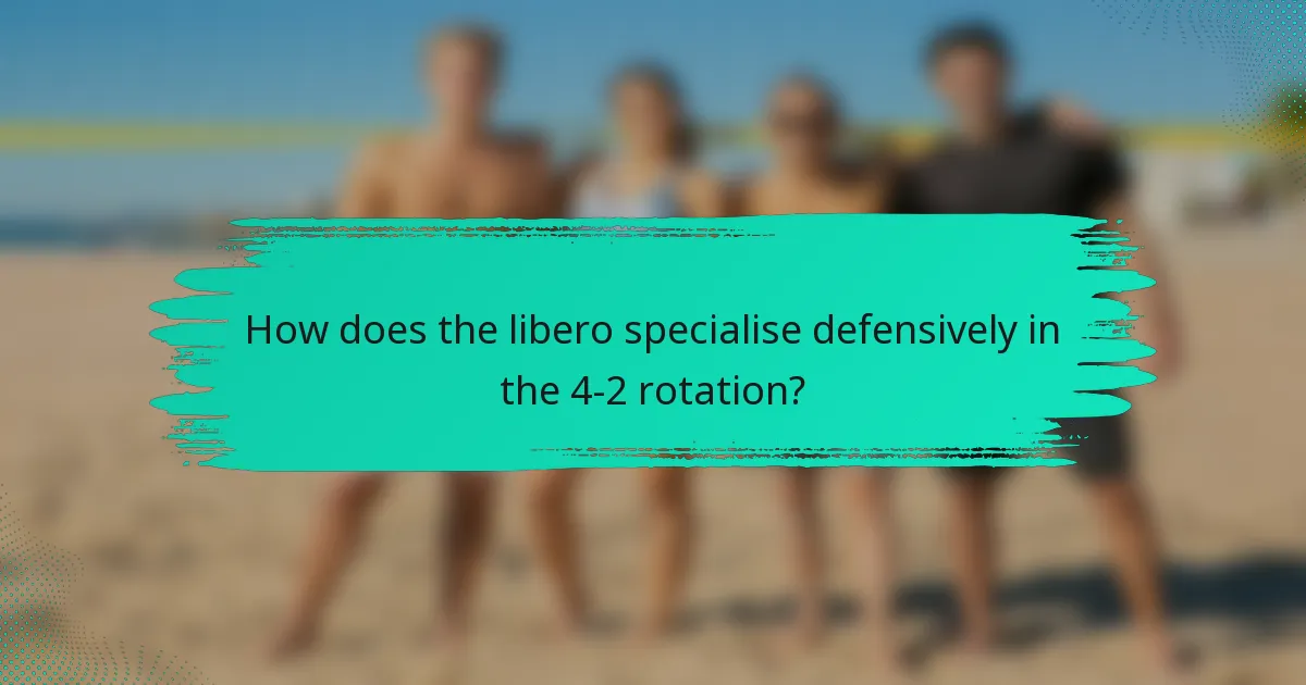 How does the libero specialise defensively in the 4-2 rotation?